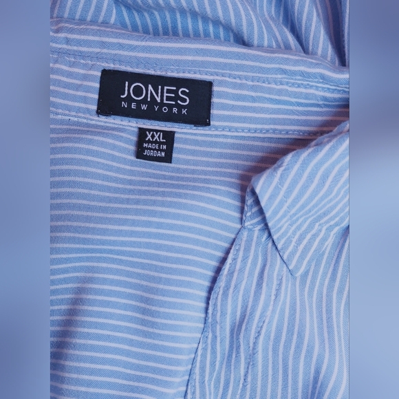 Jones New York Striped Blouse Size XXL Front Tie Top Preppy Classic Soft Boho - Picture 5 of 9